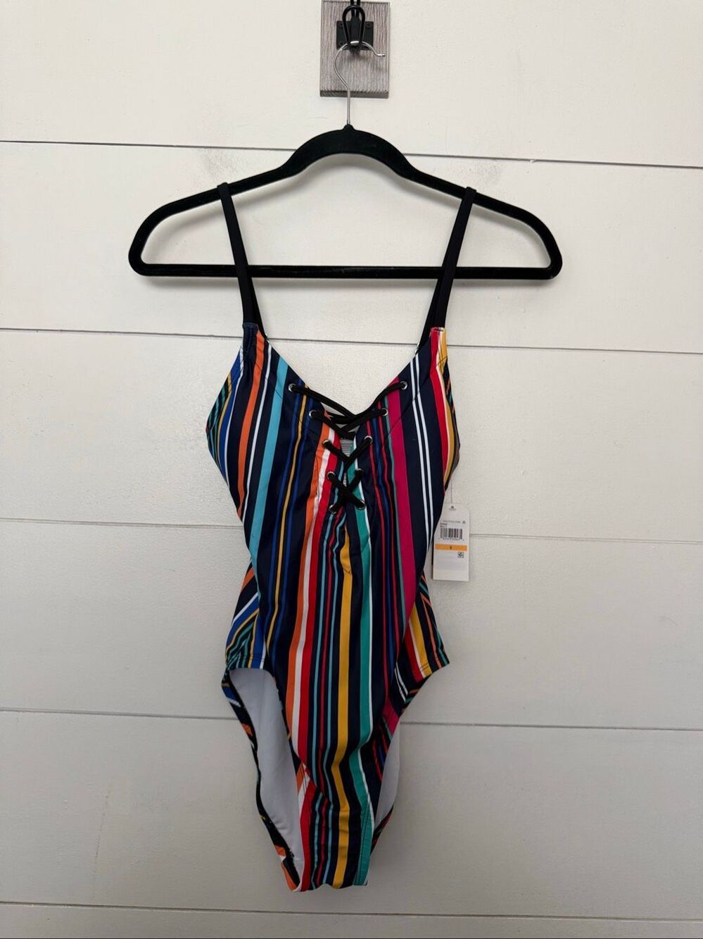 Nautica Women’s Small Striped Vneck One Piece Swim New